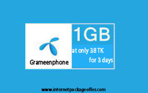 GP 1GB internet offer pack 38 TK validity 3 days